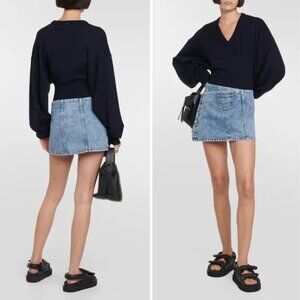 NWT RE/DONE Denim Wrap Mini Skirt 25 Acid Wash Blue